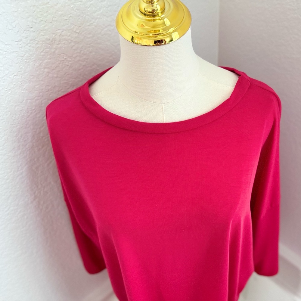 ACTING PRO Piko Style Red Quarter Sleeve Dolman Oversized Loose Fit Tunic Top - Picture 8 of 17